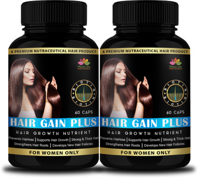 

woxa life Hair Gain Plus- An Ultimate Hair fall Control & Hair Growth Supplement for Denser and Fuller Hair for Women pack of 2(120 No)