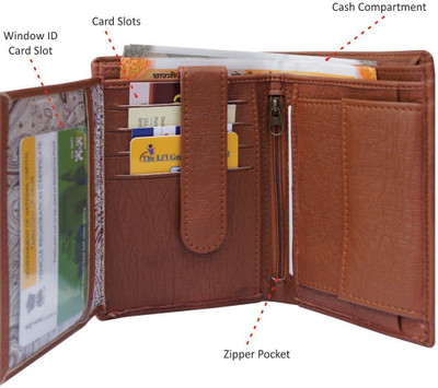 

FRIKKETTONS Men Tan Genuine Leather Wallet(8 Card Slots)