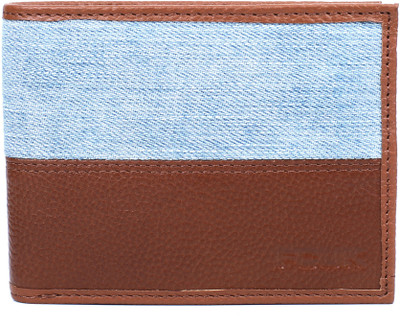 

French Connection Men Blue Denim Wallet(6 Card Slots), Navy denim/ tan