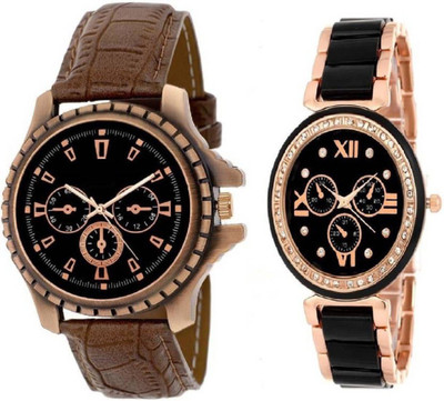

PMAX LEATHER BROWN K AND ROSE GOLD NEW STYLISH FOR Watch - For Men & Women
