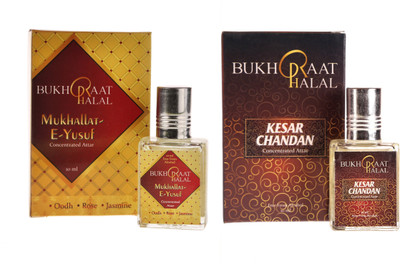 

RACKDACK Bukhraat Halal Oriental Treat Alcohol free Kesar Chandan & Mukhallat-E-Yusuf Floral Attar(Musk Arabia)