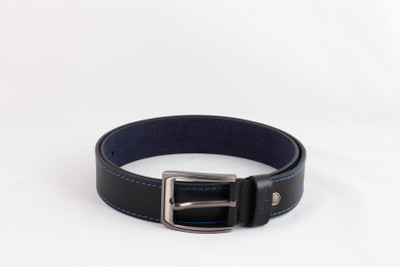 

Induspolo Men Black Genuine Leather Belt, Black;blue