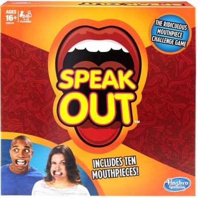 Hasbro Gaming Speak Out Game,Mouthpiece Challenge Game Includes 5 Mouthpieces Board Game