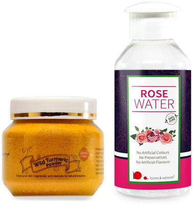 

looms & weaves Combo Herbal Face Pack - 100 Gm Ayurvedic Wild Turmeric Powder + 100 Ml Rose Water -2 - LWWTURR125(Set of 1)