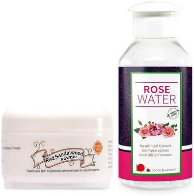 

looms & weaves Herbal Face Pack (Combo Offer) - 100 gm Red Sandalwood Powder + 100 ML Rose Water(Set of 1)