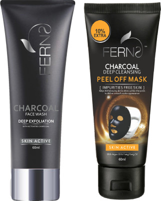 

Ferns Charcoal ( Deep Exfoliation ) Face Wash Charcoal ( Deep Cleansing ) Peel Off Mask(Set of 2)