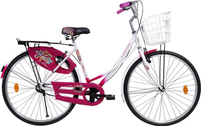 BSA Ladybird Bliss 24 T Girls Cycle/Womens Cycle(Single Speed, Pink), Dark metallic pink;white