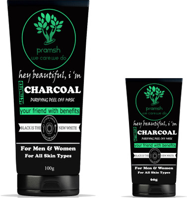 

PRAMSH Activated Charcoal Peel Off Mask 160g (Medical Grade)-For Anti Acne Blackhead Removal Instant Glow(160 g)