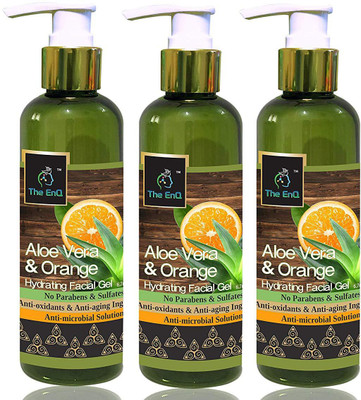 

The EnQ Orange & Aloevera Hydrating Facial Gel 200ml/6.76 fl.oz - Paraben free refreshing facial gel - Skin Hydrating Gel, Moisturizer, anti-acne gel Pack Of 3 Face Wash(200 g)