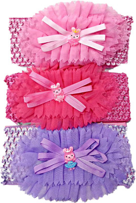 

Proplady Combo Floral Cutwork Baby (3 pieces set) Head Band(Pink, Purple, Multicolor)