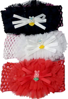 

Proplady Combo Floral Cutwork Baby (3 piece set) Head Band(Red, White, Black)