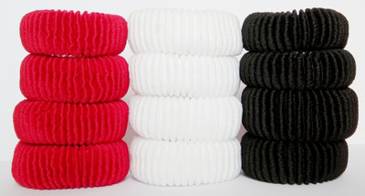 

SJ COLLECTION Hair Elastic Bands Pack of 12 Red+Black+White Rubber Band(Multicolor)