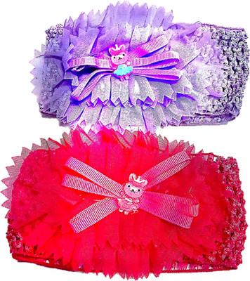 

Proplady Floral Net Cutwork Combo Baby Head Band(Purple, Red)