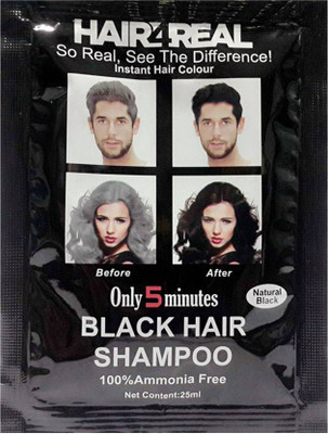 

Hair4real Ammonia Free Shampoo Based Instant 5 Minute Black Hair Dye with Gloves Free Hair Color (Black)pack of 15 Hair Color(black)