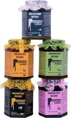 

himalayan street raw honey 100% NATURAL UNPROCESSED RAW ACACIA KASHMIR & MULTI FLORA & EUCALYPTUS & SIDR BERRY & LITCHI HONEY (500 GM X 5)(2.5 kg)