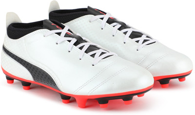 

Puma Boys Lace Football Shoes(White, White-black-fiery coral