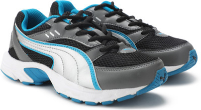 

Puma Boys & Girls Lace Running Shoes(Black, Black-steel gray-silver-blue jewel