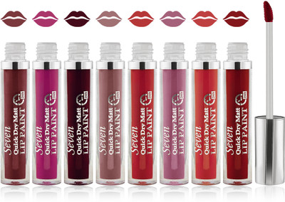 

Seven seas cosmetics makeup 24 h lip paint quick dry matte liquid lipstick set of 8(Multicolor 3)