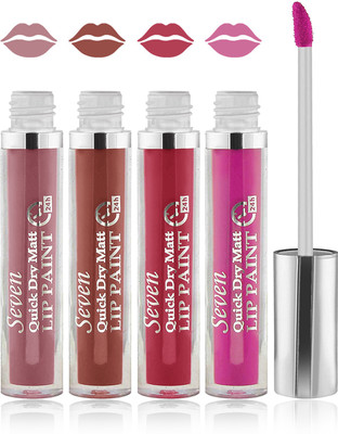 

Seven seas cosmetics makeup 24 h lip paint quick dry matte liquid lipstick set of 4(b brown skin brown pink carrat)