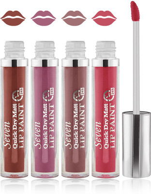 

Seven seas cosmetics makeup 24 h lip paint quick dry matte liquid lipstick set of 4(l pink brown carrat brown l pink)