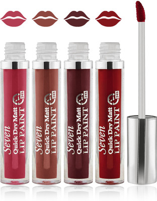 

Seven seas cosmetics makeup 24 h lip paint quick dry matte liquid lipstick set of 4(d falsa brown carrat maroon)