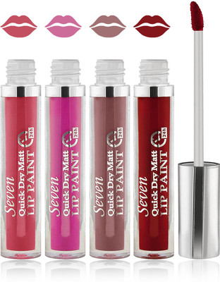 

Seven cosmetics makeup 24 h lip paint quick dry matte liquid lipstick set of 4(Multicolor)