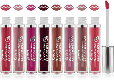 

Seven seas cosmetics makeup 24 h lip paint quick dry matte liquid lipstick set of 8(Multicolor 1)