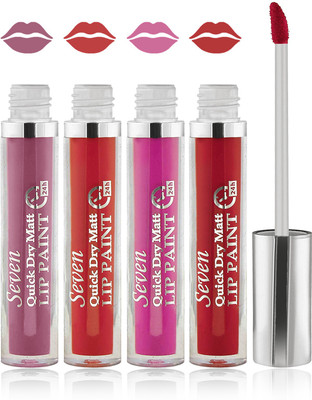 

Seven seas cosmetics makeup 24 h lip paint quick dry matte liquid lipstick set of 4(pink orange l pink red)