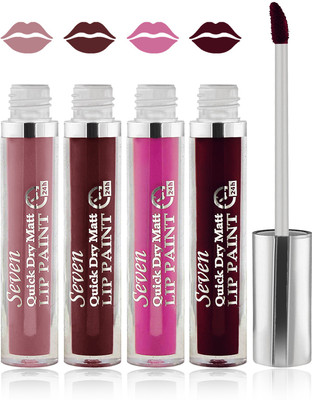 

Seven seas cosmetics makeup 24 h lip paint quick dry matte liquid lipstick set of 4(hot chocolate d falsa pink skin brown)