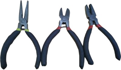 DIY Crafts 3pc Mini Plier Set Side Cutter Half Round and Combination Plier. Combination Snap Ring Plier(Length : 5 inch)