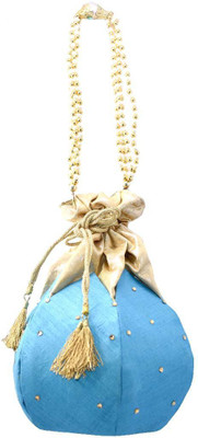 

Saffronworld Hand made Potli Lotus Design( Silk Chandla Work )-03 Potli(Blue)