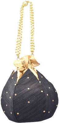 

Saffronworld Hand made Potli Lotus Design( Silk Chandla Work )-01 Potli(Black)