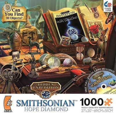

Ceaco Hidden Expedition: Smithsonian Hope Diamond Curator's Desk 1000 Piece Jigsaw Puzzle with CD Game(1000 Pieces)