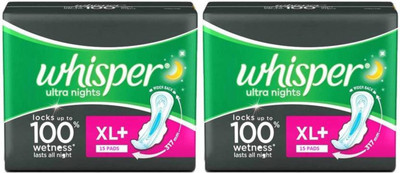 

Whisper Ultra nights XL+ 15 pads Sanitary Pad(Pack of 15)