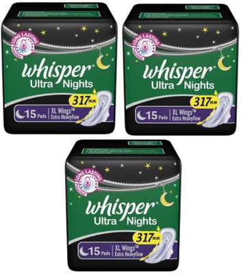

Whisper Ultra night XL 15 pads Sanitary Pad(Pack of 3)