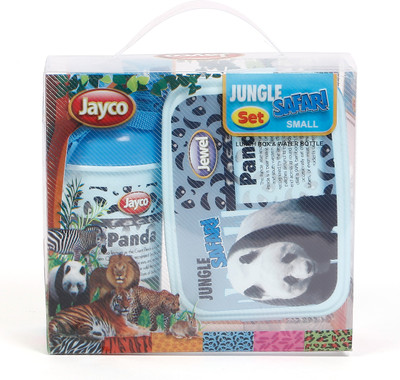 

Jewel Jungle Safari Plastic Lunch box and water bottle Small Set Panda School Set
