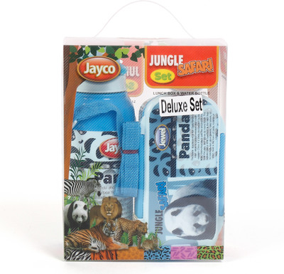 

Jayco Jungle Safari Plastic Lunch box and water bottle Deluxe Set Panda School Set