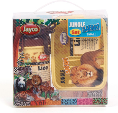 

Jewel Jungle Safari Plastic Lunch box and water bottle Small Set Lion School Set