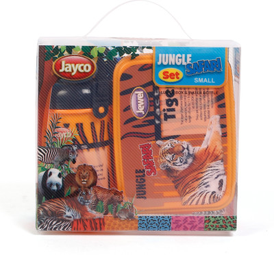 

Jewel Jungle Safari Plastic Lunch box and water bottle Small Set Tiger School Set