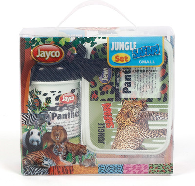 

Jewel Jungle Safari Plastic Lunch box and water bottle Small Set Panther School Set