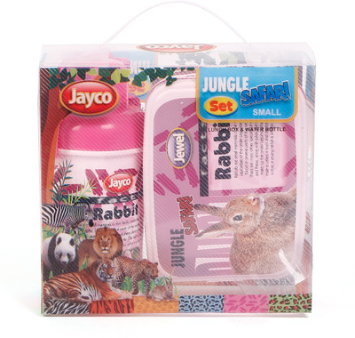

Jewel Jungle Safari Plastic Lunch box and water bottle Small Set Rabbit School Set