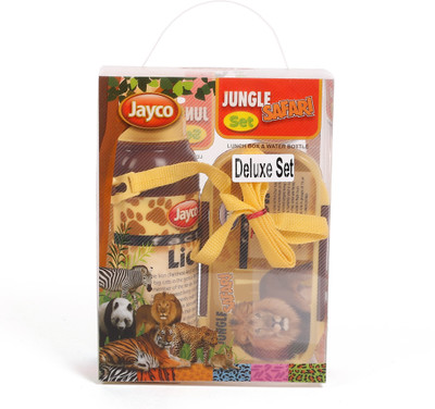 

Jayco Jungle Safari Plastic Lunch box and water bottle Deluxe Set Tiger School Set