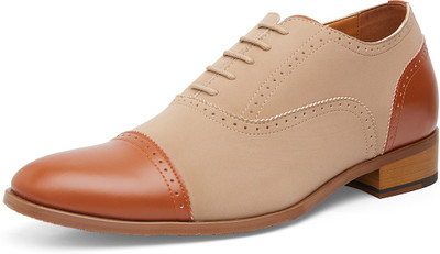 

VETO Elevator Shoes Brogues For Men(Off White, Brown, Ivory & brown