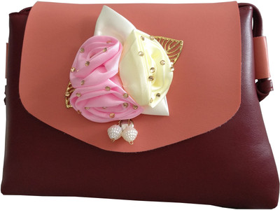 

Fashion Avenue Women Casual Maroon, Pink Genuine Leather Sling Bag