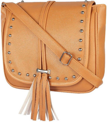 

mango star Girls Formal Tan PU Sling Bag