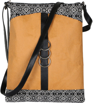 

Tryb Women Casual Yellow Fabric Sling Bag
