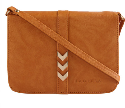

Haqeeba Women Casual Tan Leatherette Sling Bag
