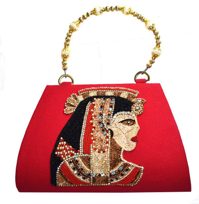 

Saffronworld Women Evening/Party Red Cotton Hand-held Bag