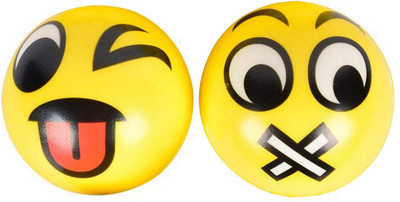 

Miss & Chief Cute Emoticon Balls - TONGUE OUT & MUTED SMILEY Set Of 2 For Kids, Children - 10 cm(Yellow)