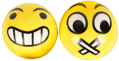 

Miss & Chief Cute Emoticon Balls - BIG GRIN & MUTED SMILEY Set Of 2 For Kids, Children - 10 cm(Yellow)